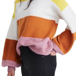 Madewell NWOT Striped bubble-sleeve sweater large